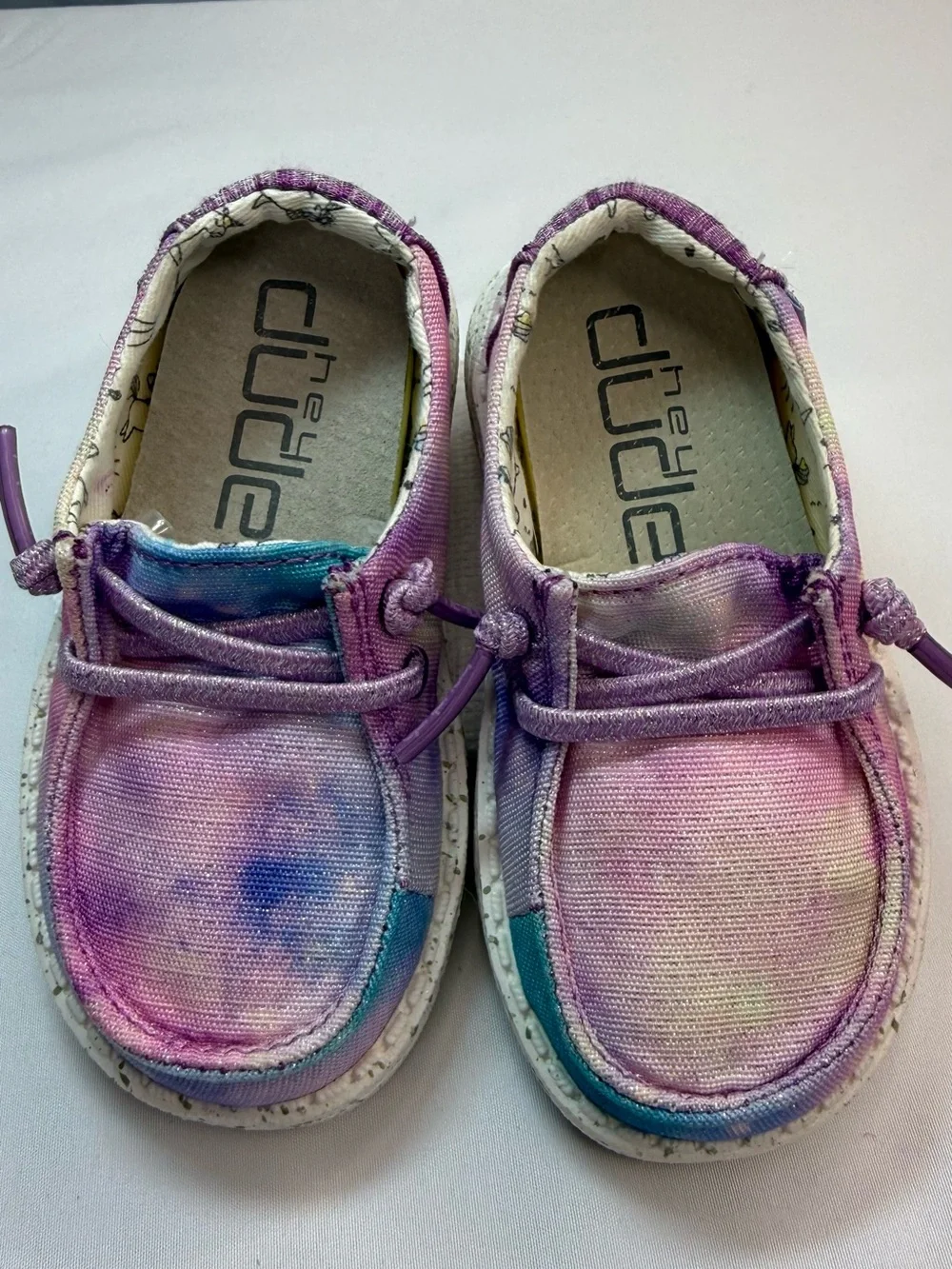 Hey Dude Kids (Toddler) Size 5-6 Tie-Dye Canvas Slip-Ons Pink Purple Blue EUC